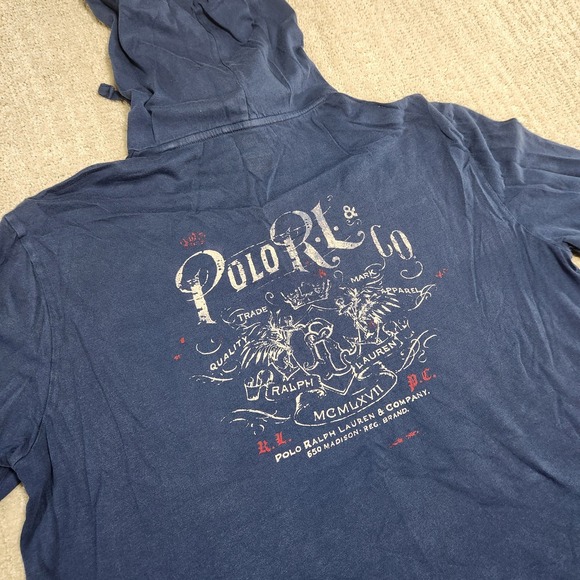 Polo Ralph Lauren Hoodie Men Medium Custom Slim Fit Lightweight Hooded Shirt - Picture 1 of 11